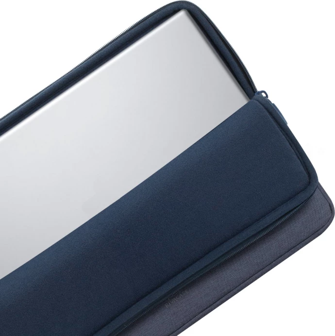 Mbështjellës për laptop RIVACASE 7703, 13.3-14\", RPET poliester, i papërshkueshëm nga uji, me zinxhir të dyfishtë, blu