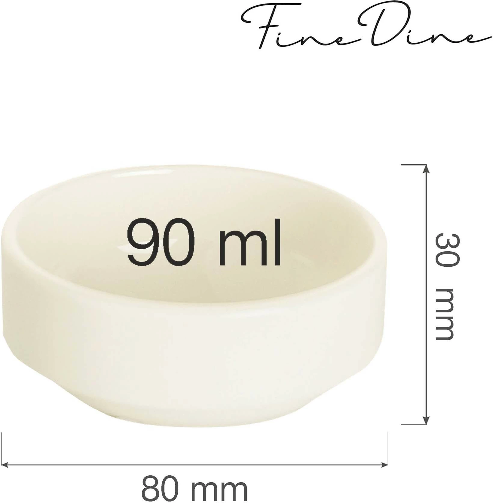Tas porcelani Fine Dine Crema 90 ml, stackable, set 6 copë, krem