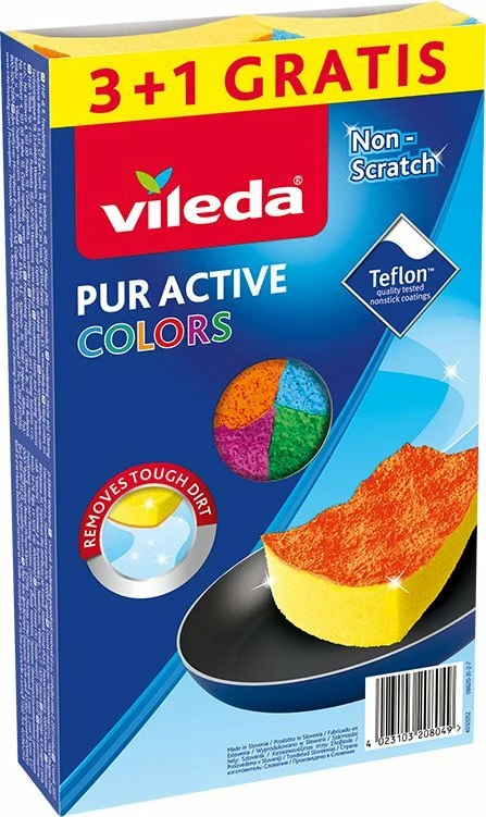 Sfungjer pastrimi Vileda Pur Active Colors 4 copë (3+1 gratis), me ngjyra