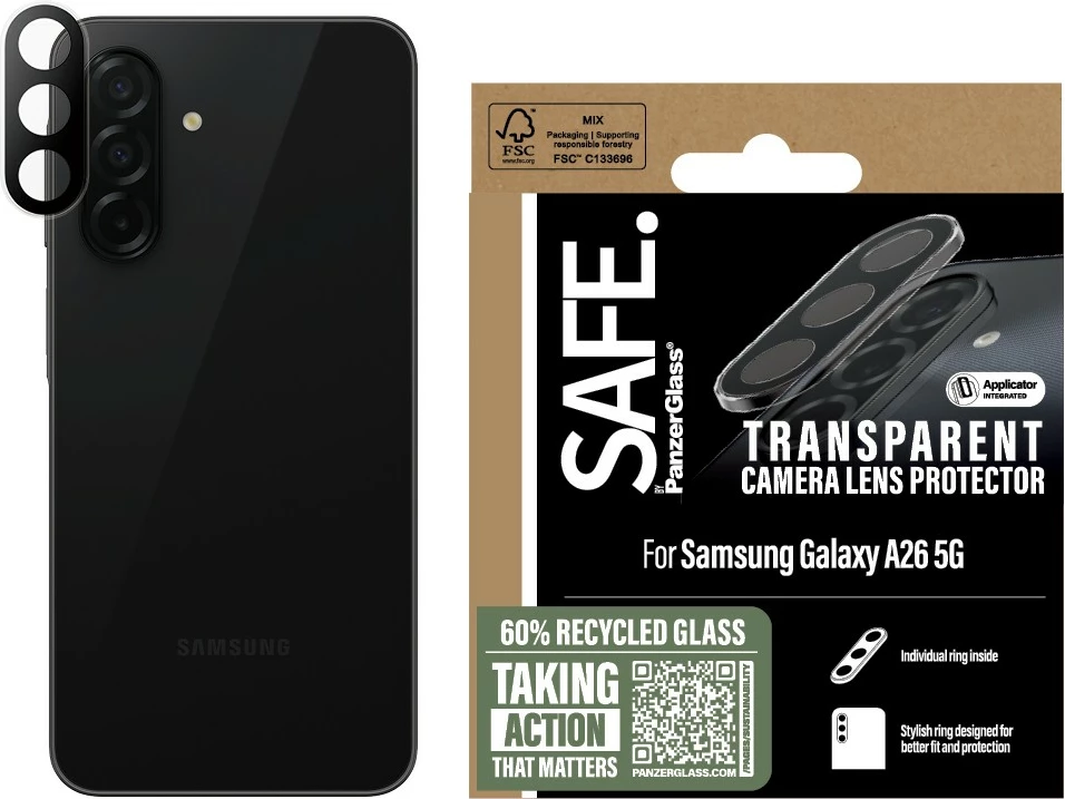 Mbështjellës kamerë PanzerGlass Samsung Galaxy A26 5G, xham i tejdukshëm