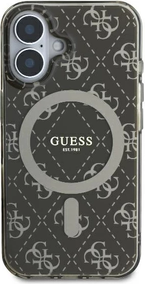 Mbështjellës Guess IML 4G Background MagSafe për iPhone 16 Plus, Kafe