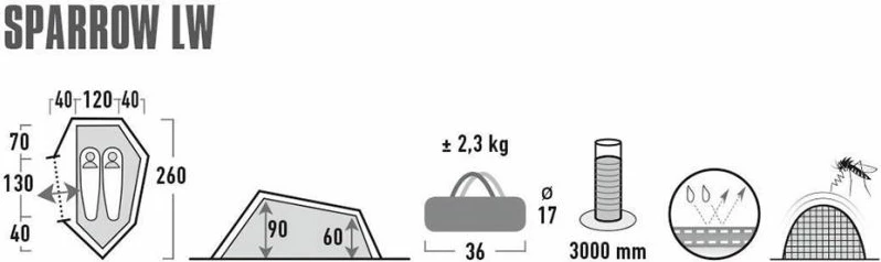 Çadra për Turizëm/Outdoor High Peak Sparrow, e kuqe dhe e gjelbër
