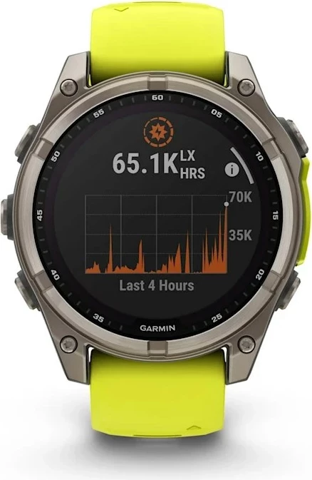 Smartwatch Garmin fenix 8, 47 mm, 32 GB, Titanium, rrip silikoni, e verdhë