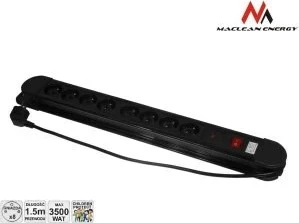 Kasë Maclean MCE11, 1.5 m, 8 AC outlet(s), e zezë