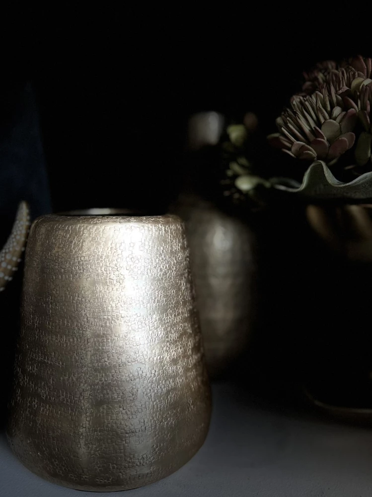 Vazo OSCAR, alumin, ngjyrë shampanje, 18x18x18cm