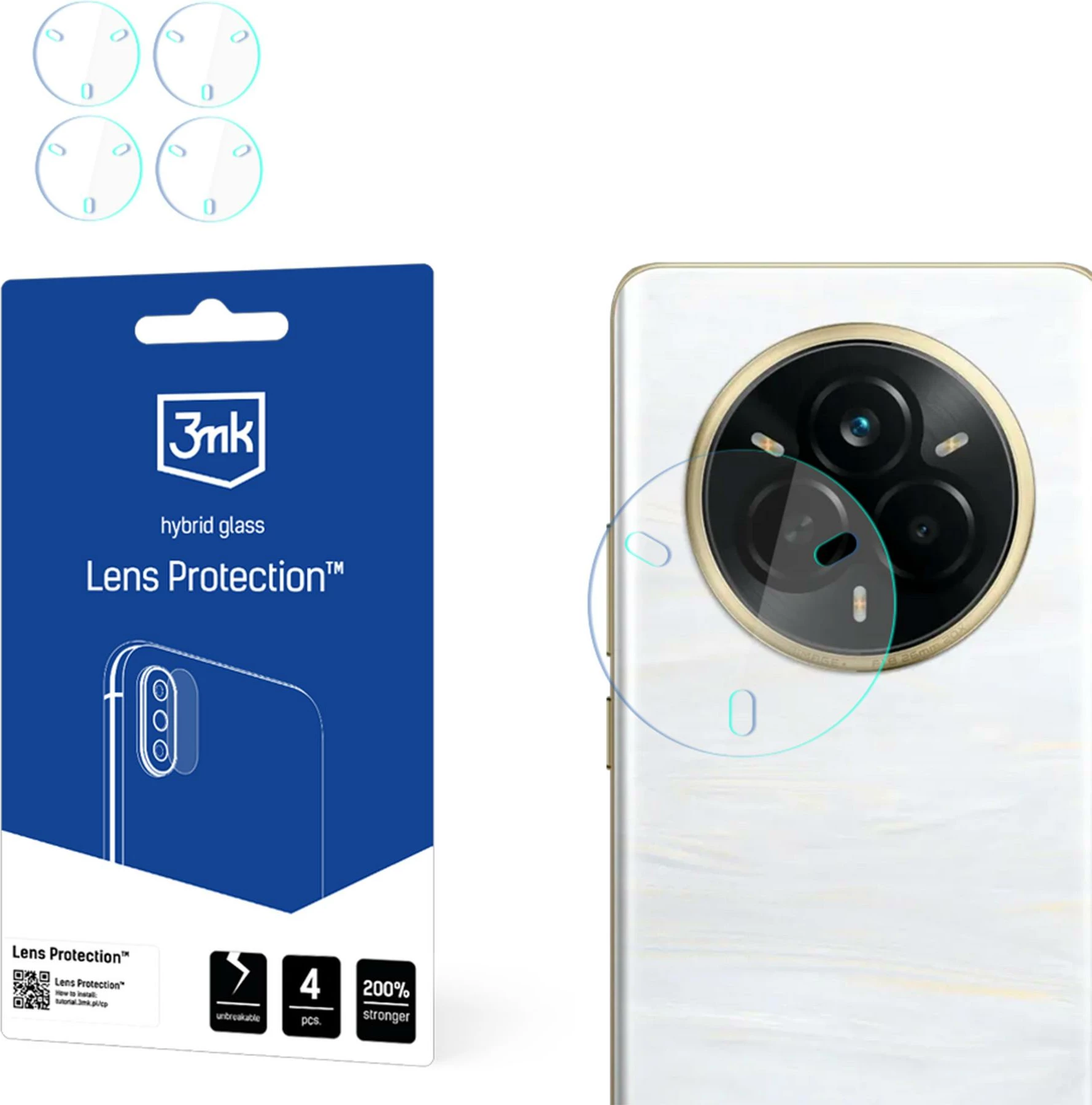 Mbrojtës xhami për kamerë, 3mk Protection, për Realme 14 Pro+, 4 copë