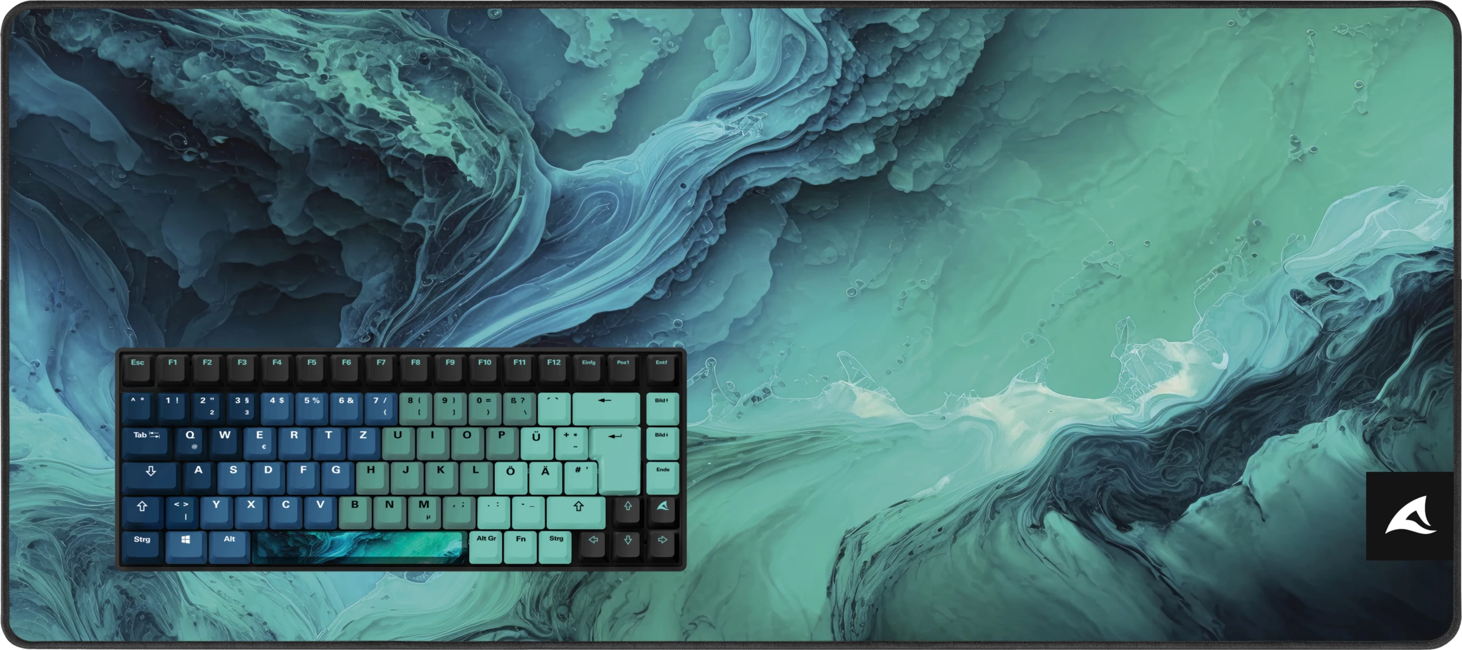 Kasë tastierë Sharkoon SKILLER SGK50 S3 Design Bundle D4, mauspad i madh, turkis/blu