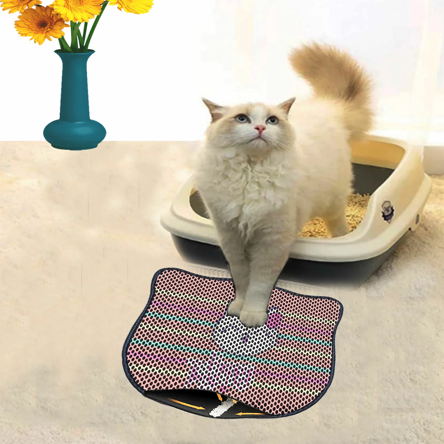 Tapet për rërë maceje, shumëngjyrësh, Paws & Whiskers, Kdkafa0009