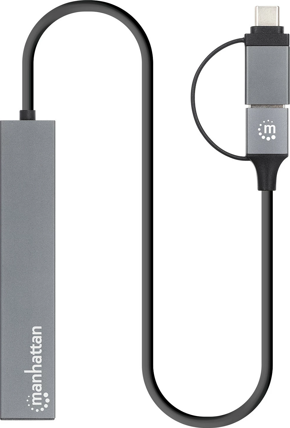 USB hub MANHATTAN Kombo-Hub 4Port USB 3.0, Type-C/Type-A, 4xUSB-A, gri