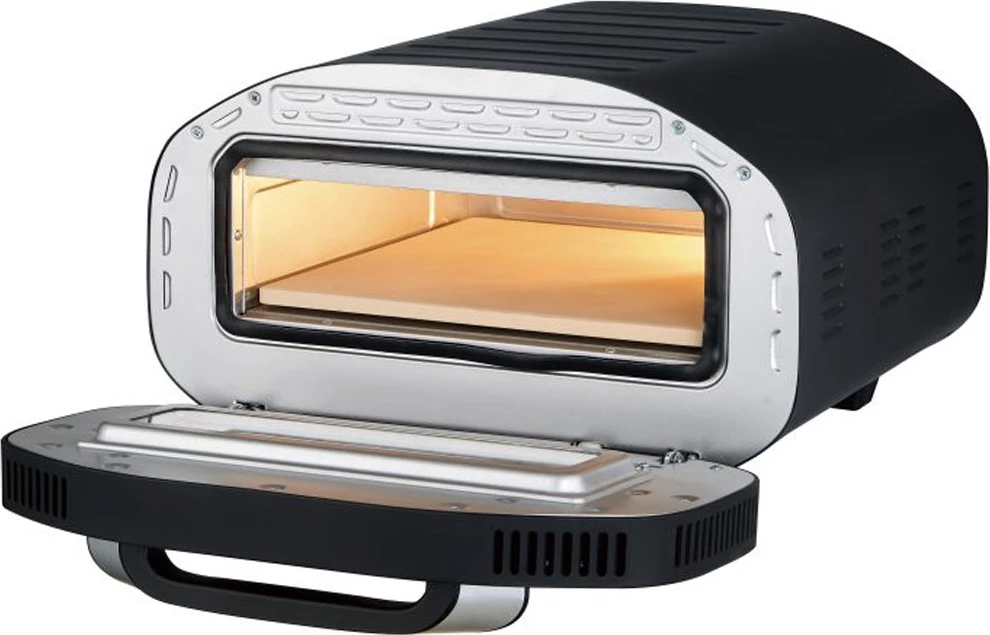 Furrë elektrike për pica Elit PIZZARELLA 12" 2200W, e zezë/argjend, me gur kordierit + lopatë pice