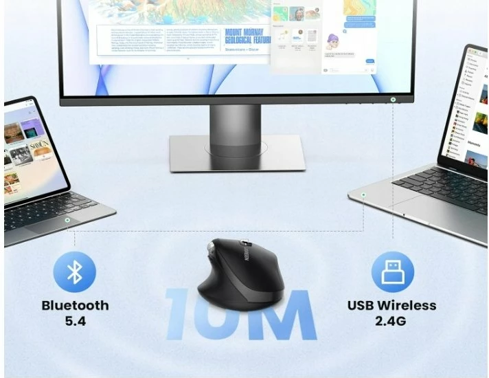 Maus Ugreen M751 wireless 5000 DPI Bluetooth/USB, i zi