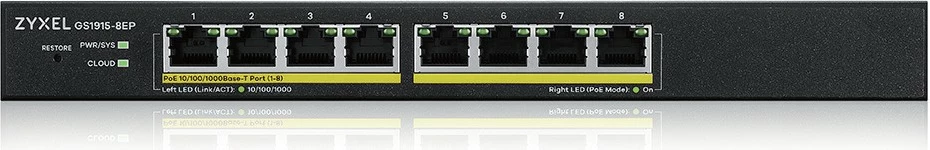 Switch Zyxel GS1915-8EP, i menaxhuar, L2, Gigabit Ethernet, PoE