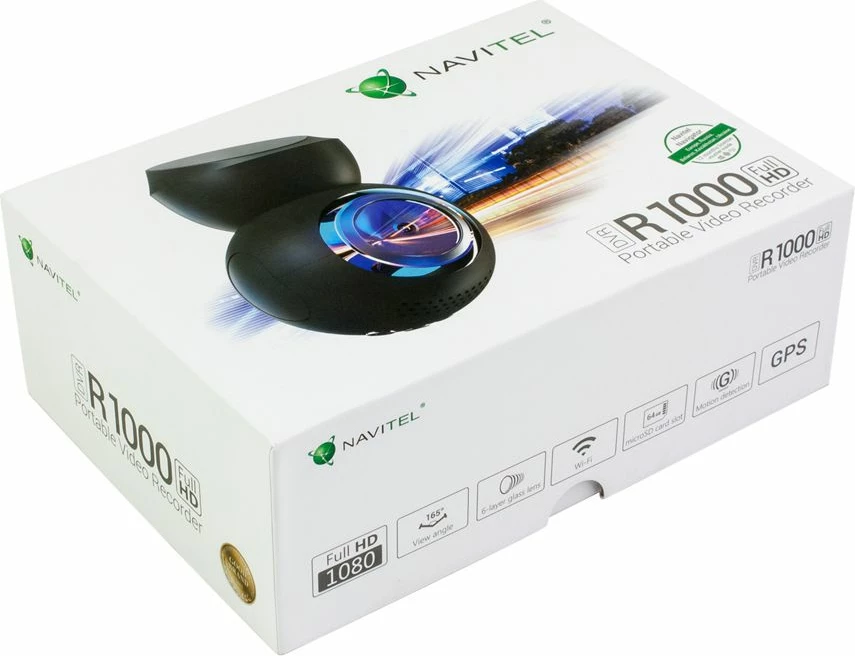 Kamerë për veturë Navitel R1000 Full HD 1080p, 165°, Wi‑Fi, GPS, e zezë
