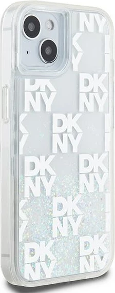 Mbështjellës DKNY Liquid Glitter Multilogo për iPhone 15/14/13, Bardhë