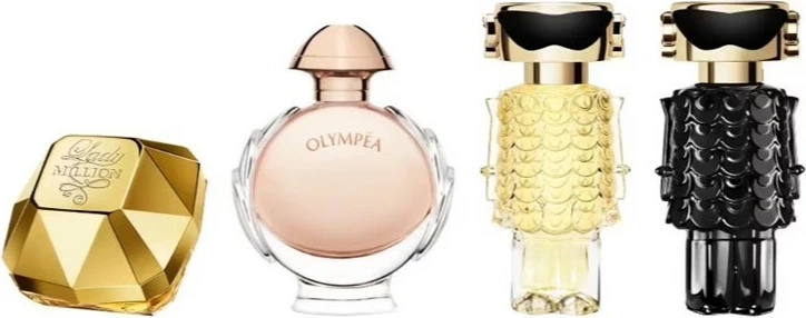 Set Eau de Parfum për femra Paco Rabanne Lady Million, Olympea, Fame, 4 copë