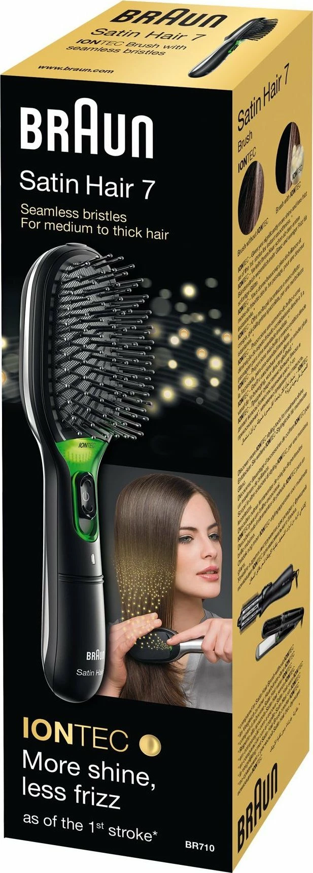 Furçë elektrike për flokë Braun Satin Hair 7 BR710E, ionizim, 2x AAA, me travel lock, e zezë