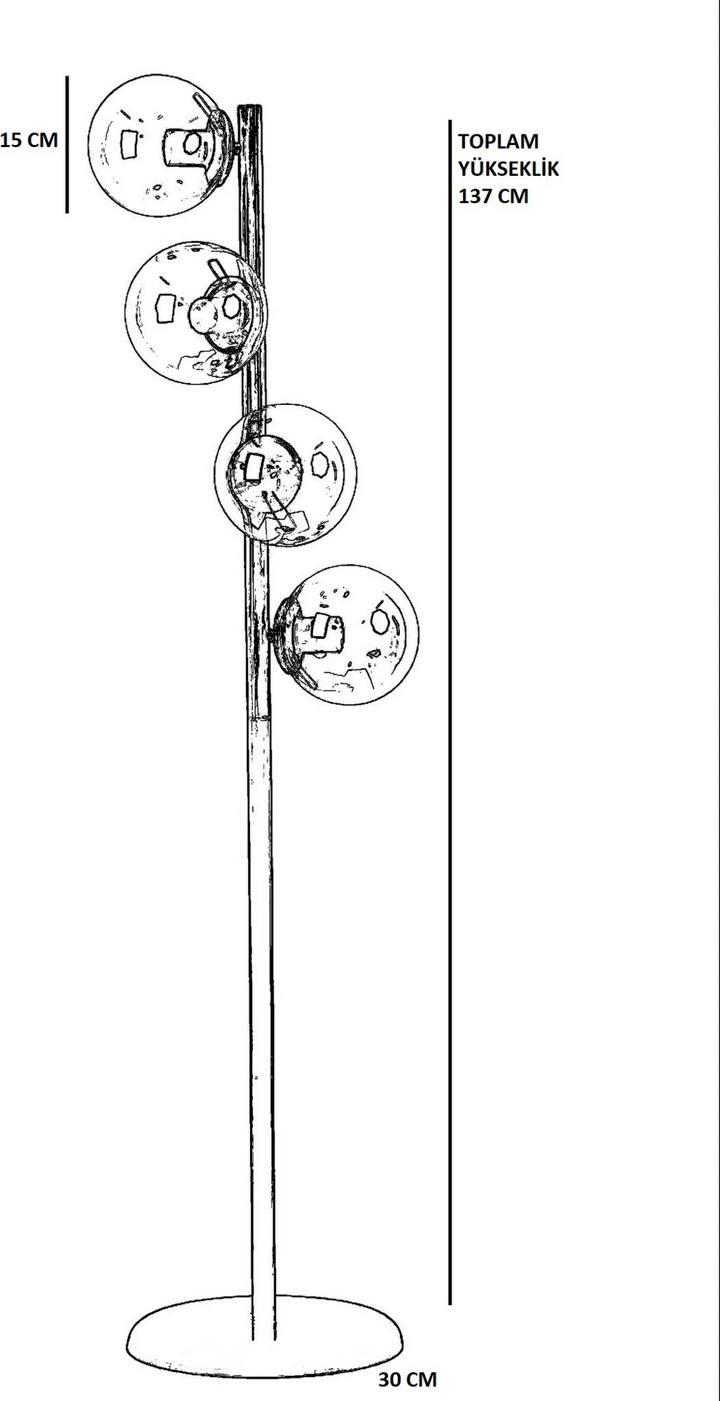 Llambë dyshemeje Opviq Simay 4 llampa, ngjyrë e bardhë, trup metalik