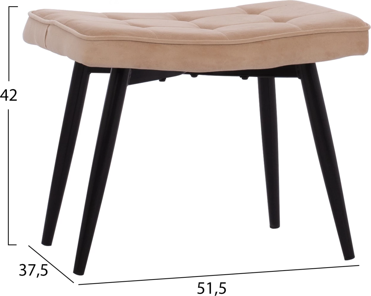 Karrige CRAWLEY, kadife bezhë, me tabure, FH8918.11, 70x57x103