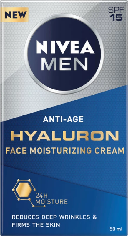 Krem fytyre kundër rrudhave Nivea Men Hyaluron Anti-Wrinkle për meshkuj, 50ml