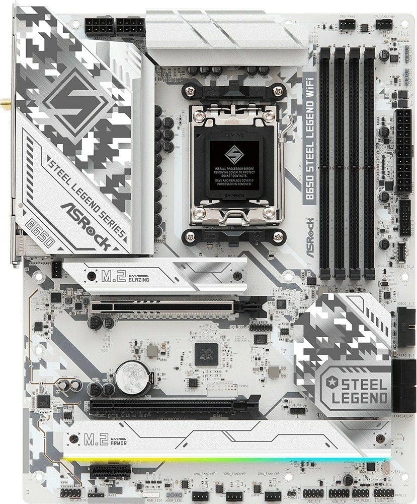 Pllakë amë ASRock B650 Steel Legend WiFi, Socket AM5, DDR5, ATX, Bardhë