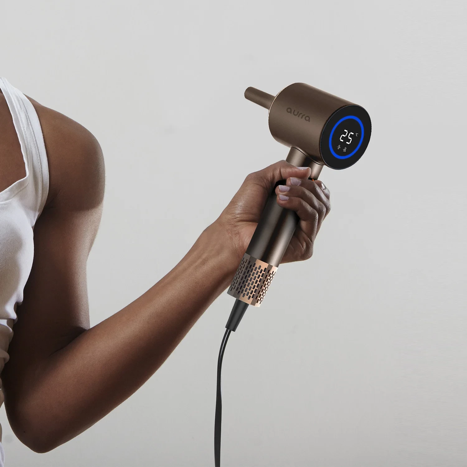 Tharëse flokësh, Elit AURRA, BLDC 110,000 rpm, 1600 W, ekran LED me ngjyra, jone, koka magnetike, lux brown