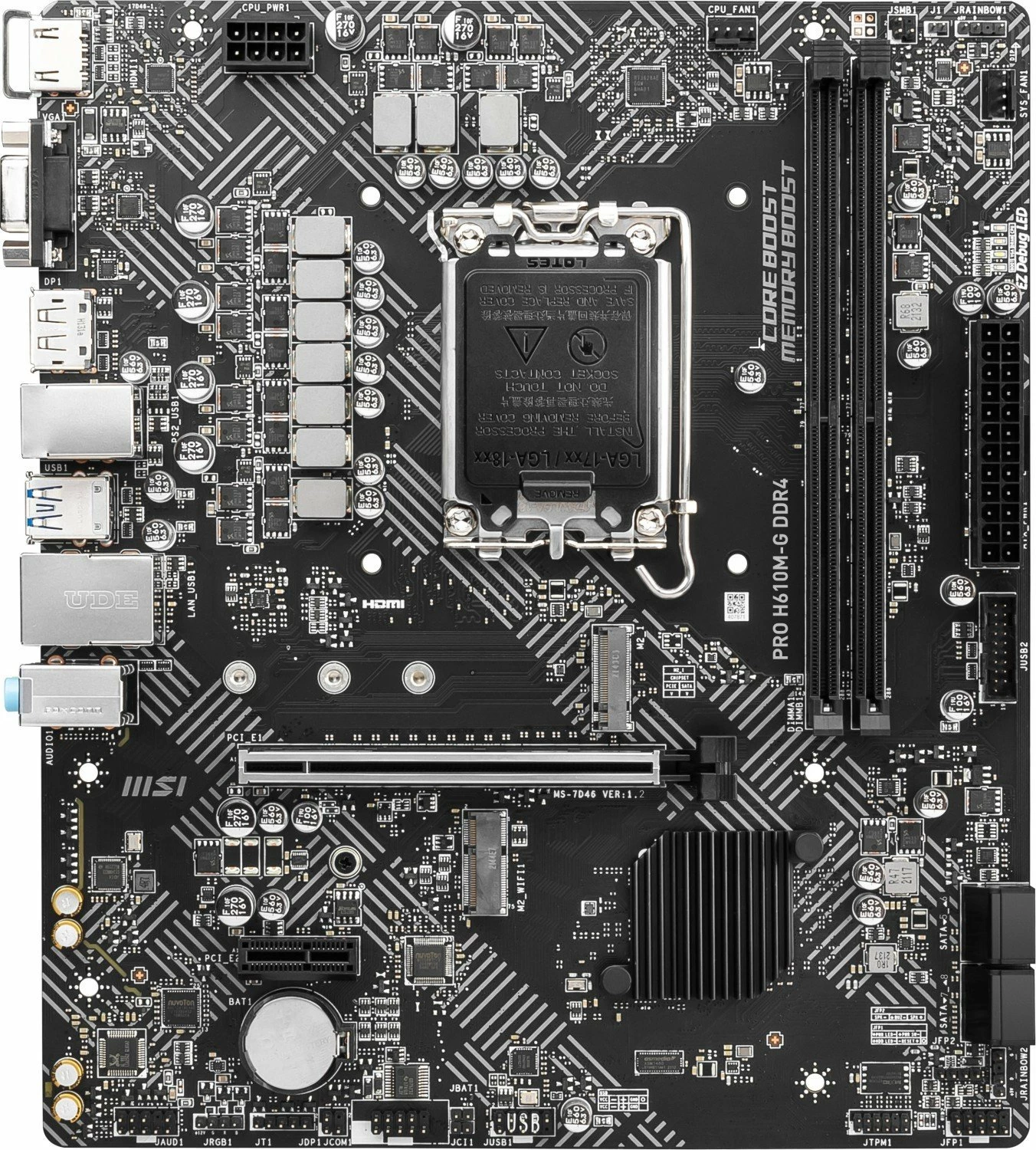 Pllakë amë MSI PRO H610M-G DDR4, 64GB max, e zezë