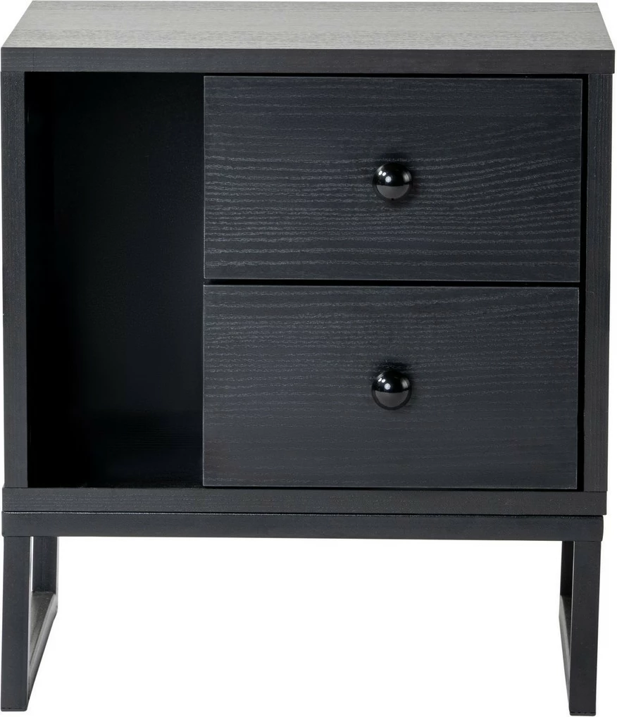 Komodinë Nordure, ngjyrë druri e zezë, Glimmer, e zezë