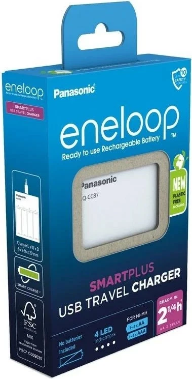 Karikues baterish Panasonic Eneloop Smartplus BQ-CC87USB, USB, i bardhë