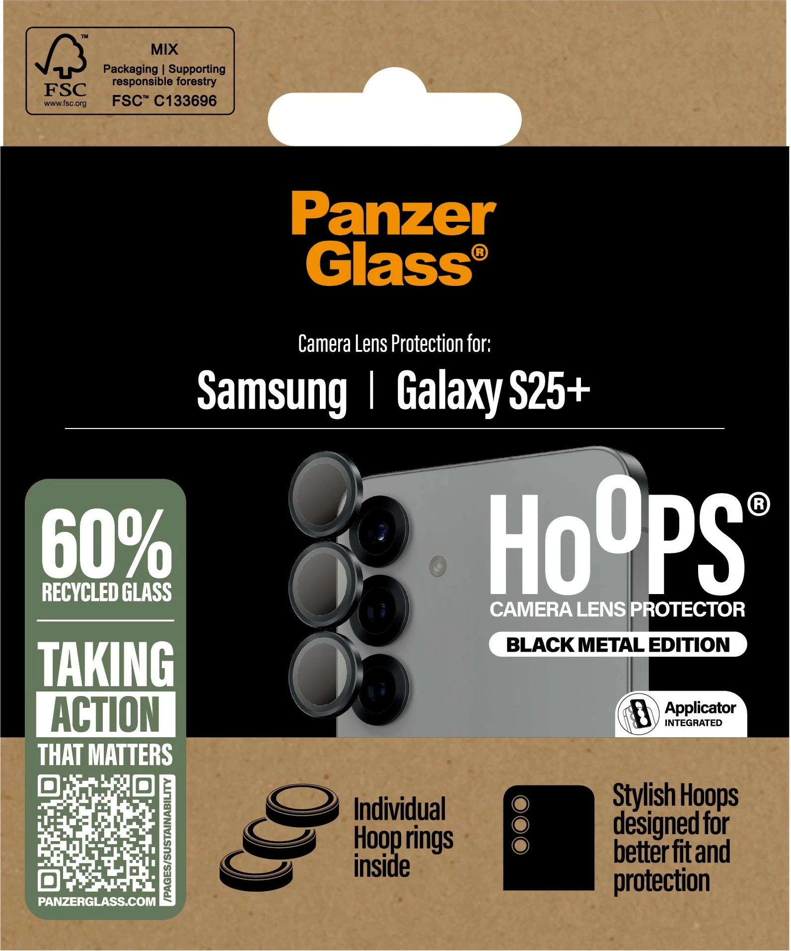 Mbrojtës lente PanzerGlass për Samsung Galaxy S25 Plus, i zi