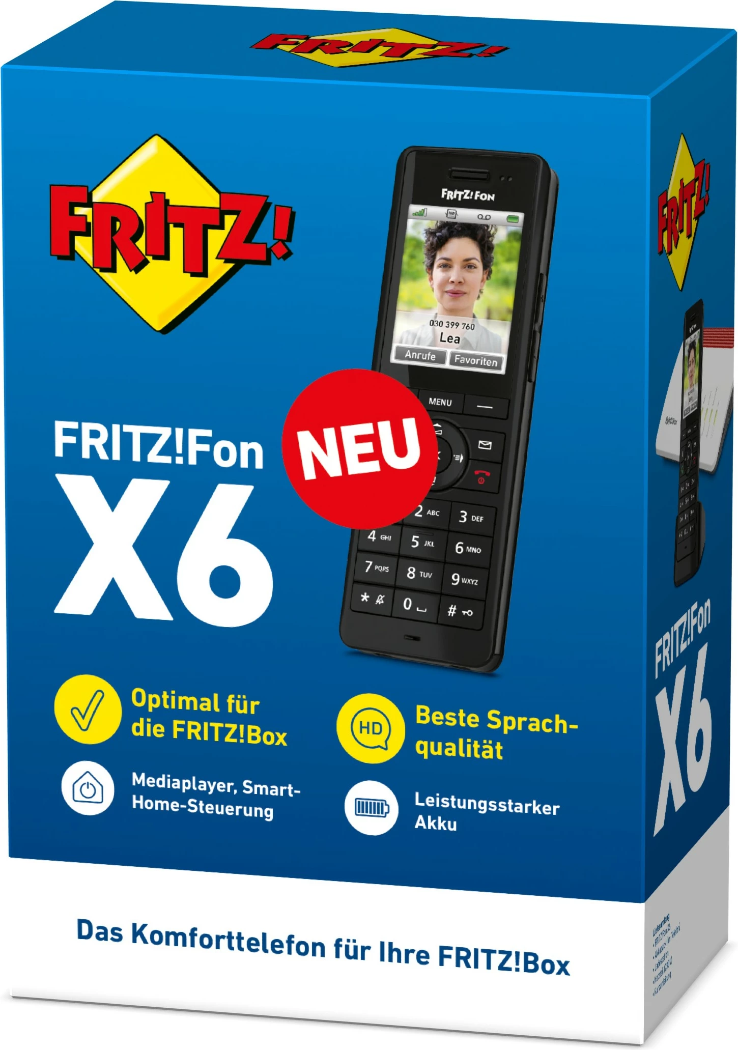 Telefon DECT AVM FRITZ!Fon X6, Mbajtës pa tel, 300 kontakte, E zezë