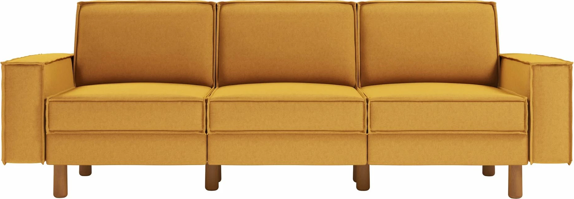 Divan treshe Atelier del Sofa, ngjyrë mustard, këmbë druri walnut, Sparrow Extra 3