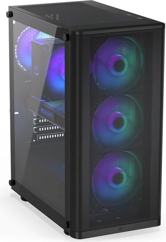Kasë Endorfy Ventum 200 ARGB, ATX, 4 ventilatorë ARGB, xham i temperuar, e zezë