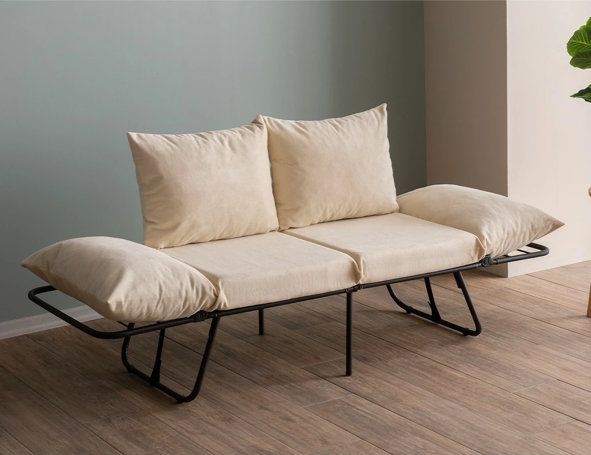 Divan-krevat dy ulëshe, Atelier del Sofa, Viper, ngjyrë krem e çelët