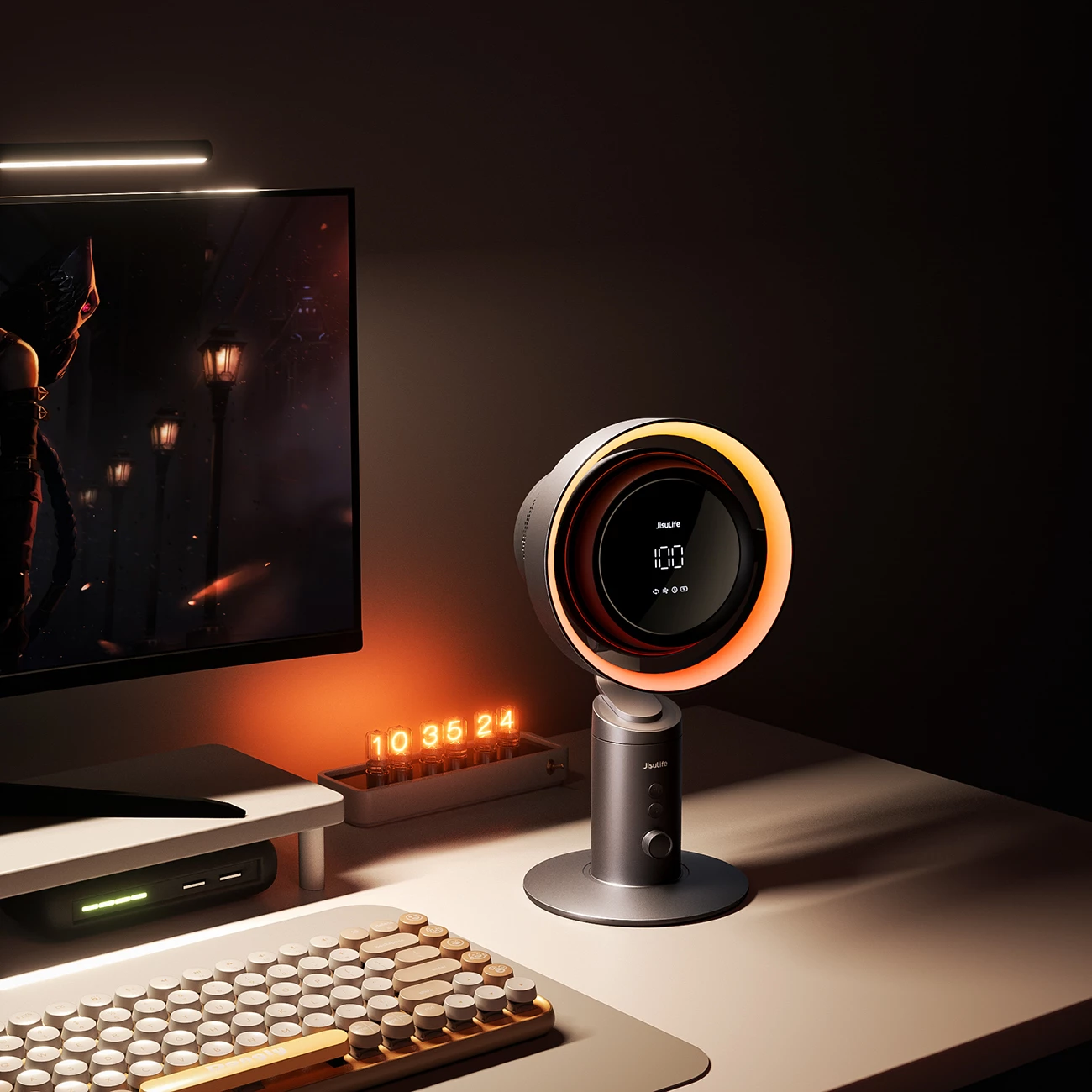 Ventilator tavoline Jisulife Table Fan Pro3, 10000mAh, me filtër ajri, USB-C, Gri e errët