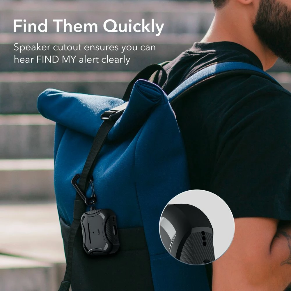 Mbështjellës ESR Cyber Armor Halolock me MagSafe për Apple AirPods Pro 1/2, e zezë