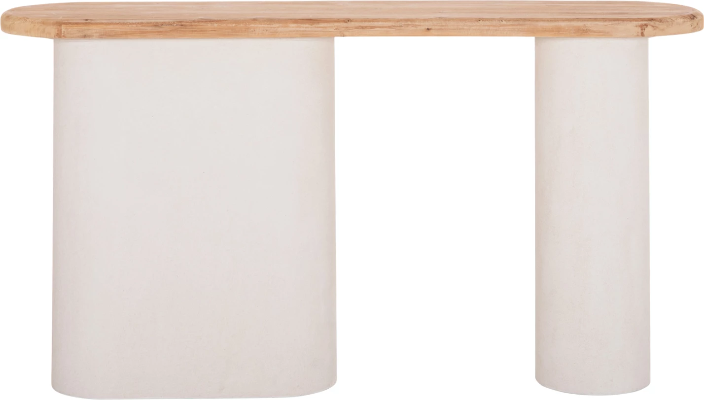 Konsol Santorini, sipërfaqe druri bredhi natyral, bazë MDF off-white, 150x35x82cm
