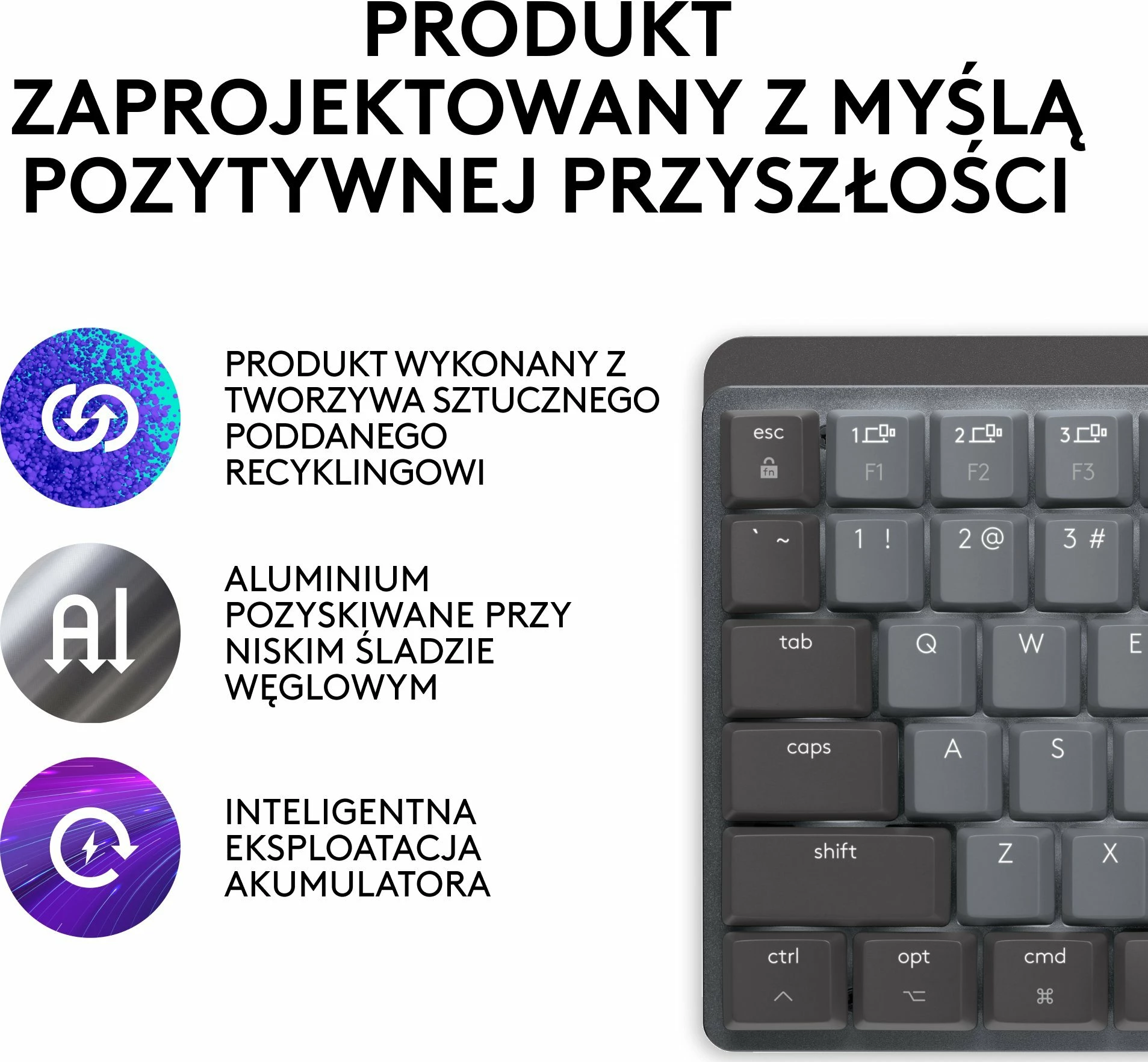 Tastierë mekanike Logitech MX Mechanical Mini for Mac 920-010837, wireless, US INTL layout, backlit, pa numpad, Graphite