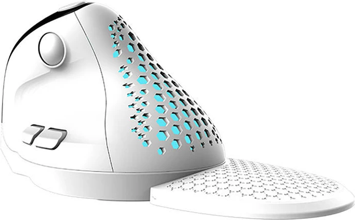 Maus vertikal Delux M618XSD, RGB, wireless, OLED, 4000 DPI, i bardhë