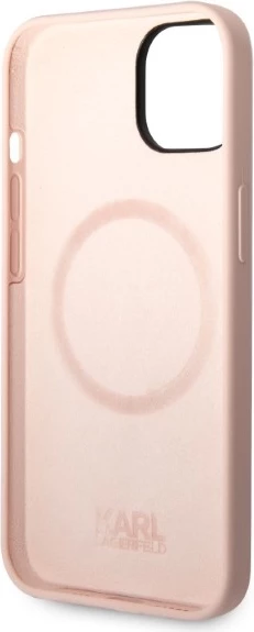 Mbështjellës Karl Lagerfeld Silicone Ikonik MagSafe për iPhone 14 Plus 6.7", rozë