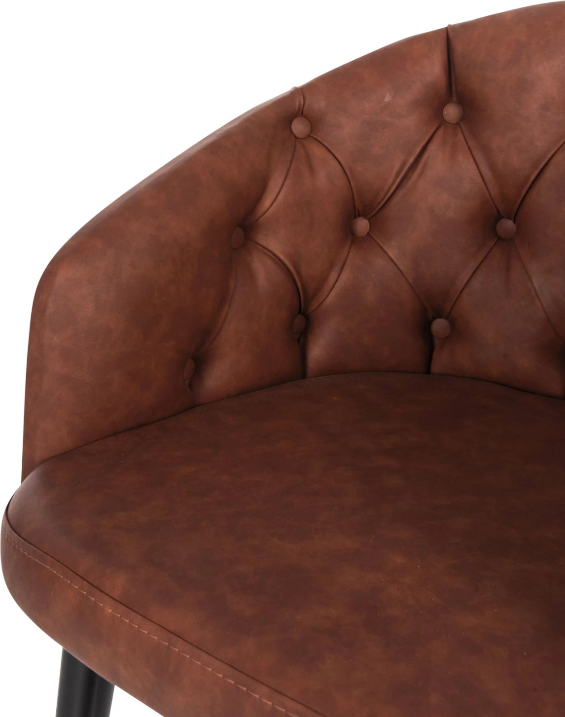 Fotel Loretta, lëkurë PU ngjyrë kafe e çelët, këmbë druri të zeza, FH9271.53, 53x60x82H cm