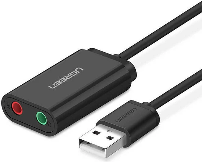 Adapter audio USB Ugreen 30724, 2.0 kanale, për PS4/Mac/Linux, i zi