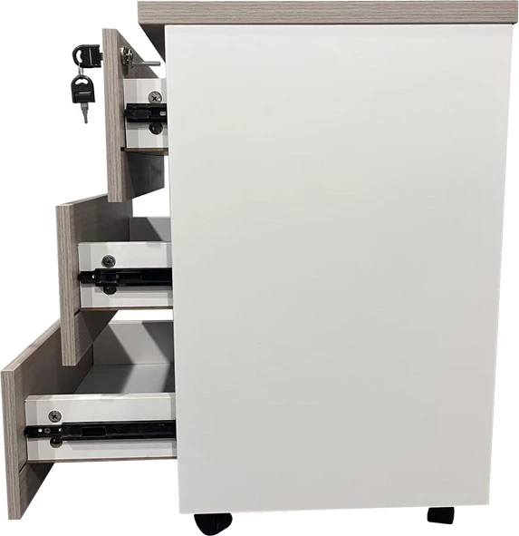 Sirtar për zyre në rrota, ngjyrë gri-bardhë, 40x40x55cm