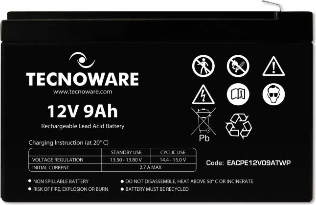 Bateri/akumulator TECNOWARE EACPE12V09ATWP 12V 9Ah Faston 6.35mm, e zezë