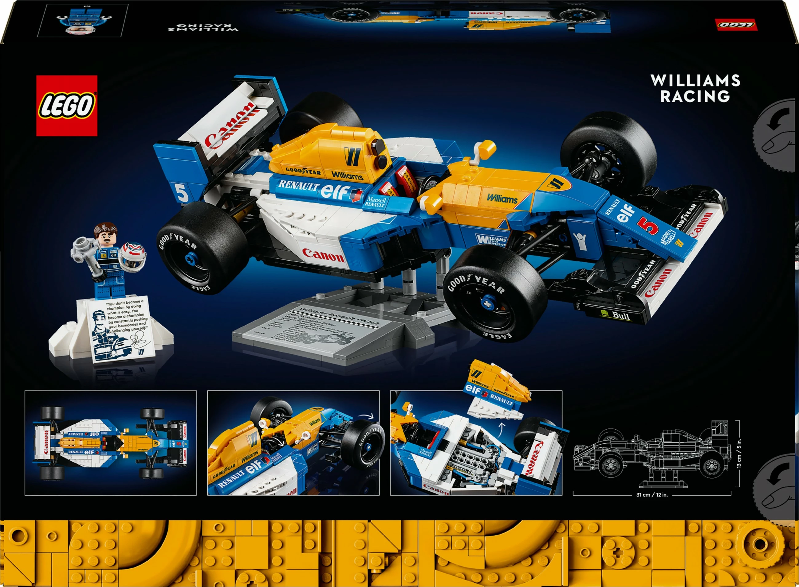 Set ndërtimi LEGO Williams Racing FW14B & Nigel Mansell, 799 pjesë, shumëngjyrësh