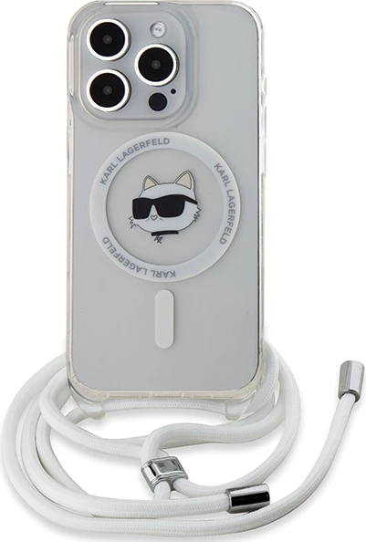 Mbështjellës Karl Lagerfeld IML Choupette Head & Cord MagSafe për iPhone 15 Pro Max, Transparent