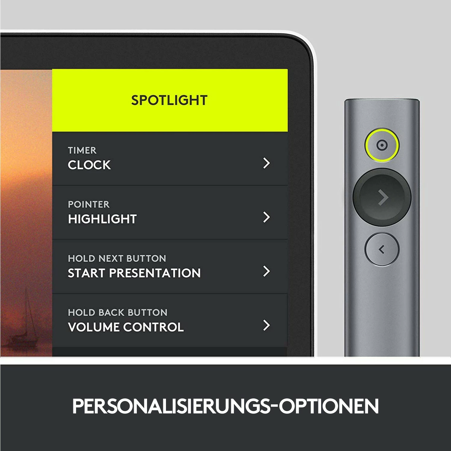 Telekomandë prezantimi Logitech Spotlight, Bluetooth/RF, USB, 30 m, Gri