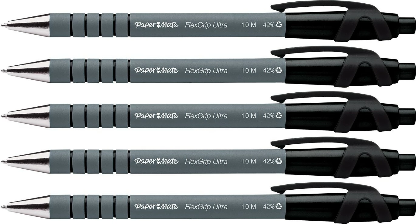 Stilolapsa PaperMate Flexgrip Ultra, 5 copë, mesatare, e zezë
