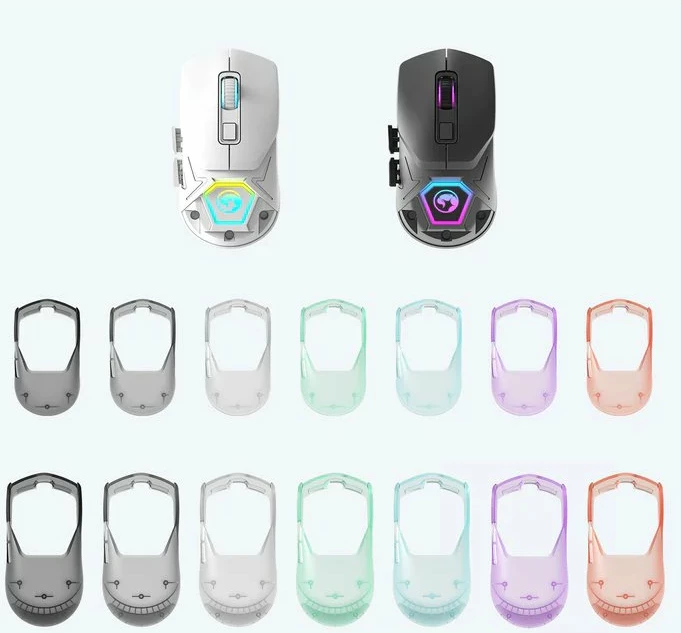 Set guaska/grip për maus Marvo Fit Grip Crystal Clear, transparente, 2 madhësi (S+L)