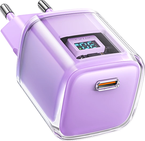 Karikues muri Acefast A53, 30W, GaN, USB-C, me ekran LED, vjollcë