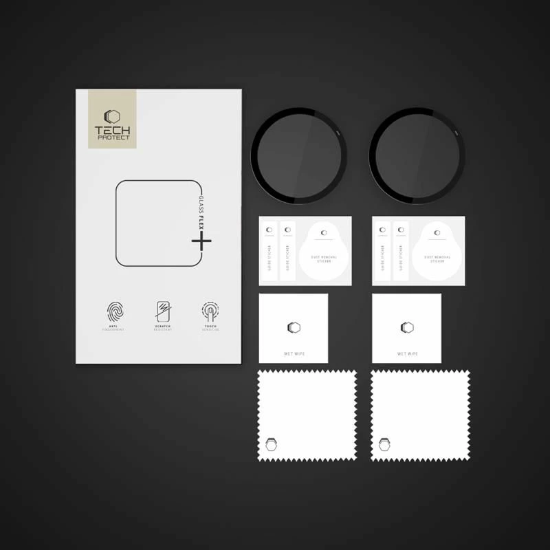 Mbrojtës xhami Tech-Protect Glass Flex+ për Garmin Vivoactive 6, 2 copë, Zi